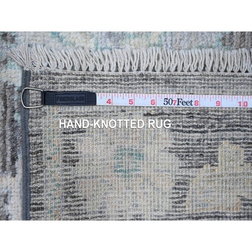 2'8"x7'9" Scorpion Gray Hand Knotted Angora Oushak Runner Oriental Rug R88832 - Picture 6 of 6