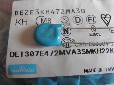5x DE2E3KH472MA3B 4.7nf 250V X1Y2 Safety Ceramic Disc Capacitor P=8mm  Murata
