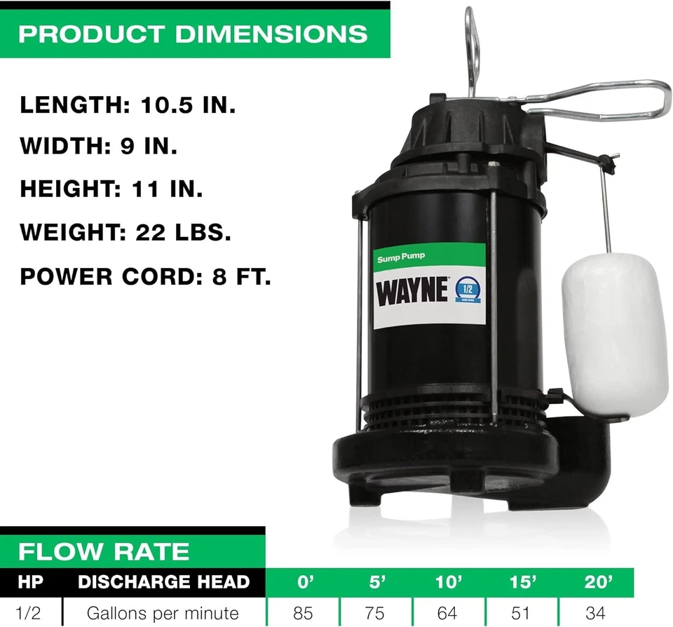 Bomba de sumidero sumergible de hierro fundido y acero CDU800 1/2 HP con vertical integrada Foto 4 de 4