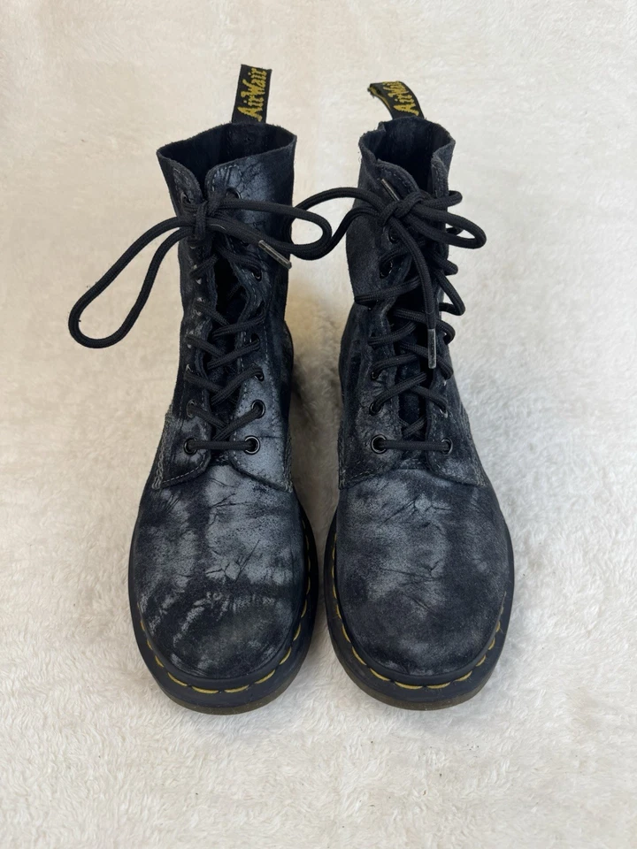 Dr Martens 1460 Pascal UK 6 Navy Tie Dye Suede Boots Rare Womens 8 Eye Docs DMs - Image 4 of 4