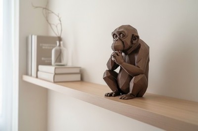 Nachdenkliche Schimpanse Skulptur | Denker Stil Deko | modernes Tier | Affe