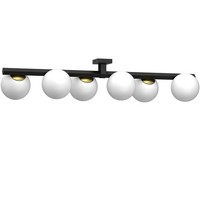 Deckenleuchte Glas Metall Schwarz Weiß Gold 6-Flmg Schlafzimmer Deckenlampe E27