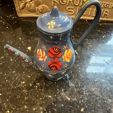 Copper Folk Art Teapot - barge/canal painted style