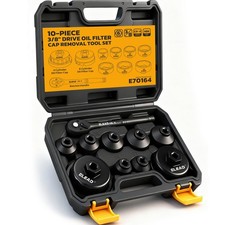 ELEAD 10-Piece Oil Filter Socket Wrench Set, 3/8" Drive Metric Cap Black