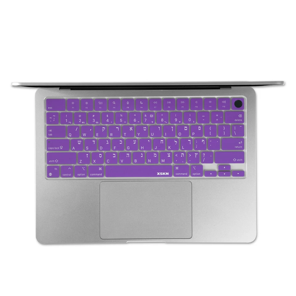 XSKN Purple Hebrew Silicone Keyboard Cover for 2022-2025 Macbook Air 13.6/15.3 - Image 3 of 4