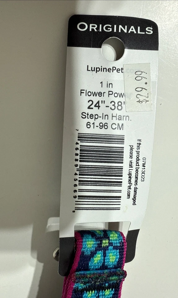 Lupine Originals Step in Harness Flower Power 1”  LARGE 24”-38” USA Made - Image 3 of 4