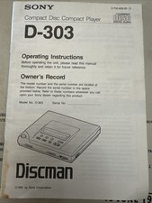 D-303 Sony Compact Disc Player  Discman  Book Only