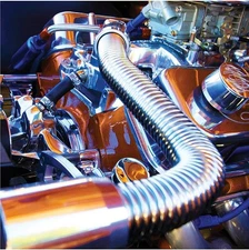 BLACKHORSE-RACING 24" Stainless Steel Flexible Radiator Coolant Hose Kit Chrome