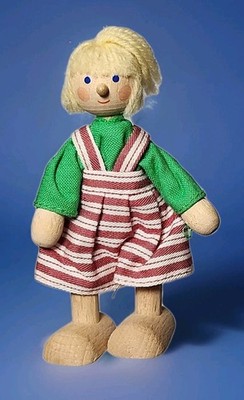 Selecta Spielzeug 3½'' Wooden Doll Mini Waldorf Style Figure Germany Vintage