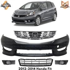 Front Bumper Cover Fascia & Grille Assembly Kit For 2012-2014 Honda Fit