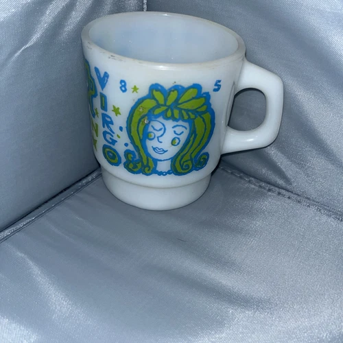 Fire-King Vintage VIRGO Zodiac Milk Glass Coffee Mug Cup~RARE