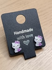 Purple Hello Kitty Stud earrings   Hypoallergenic Plastic Posts