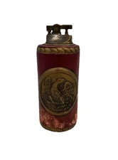 Vintage Unbranded Brass Eagle Leather Wrap Table Lighter Used Untested As-Is