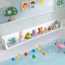 Bathtub Splash Guard PlayPad Shelf Area with Strong Suction Cups, Toy Tray Ca...
