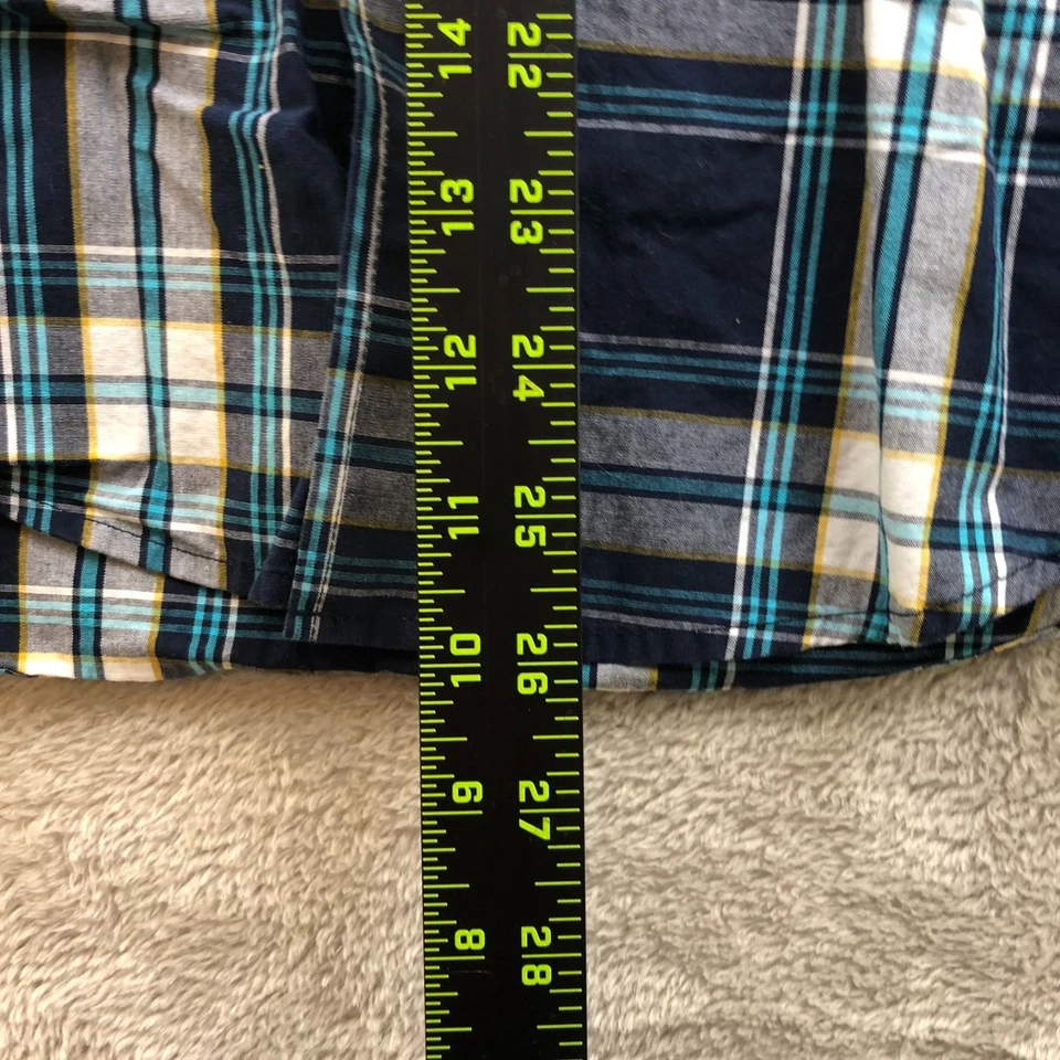 George Mens Shirt Small Plaid Long Sleeve Classic Fit Button Down Casual Blue - Image 3 of 4