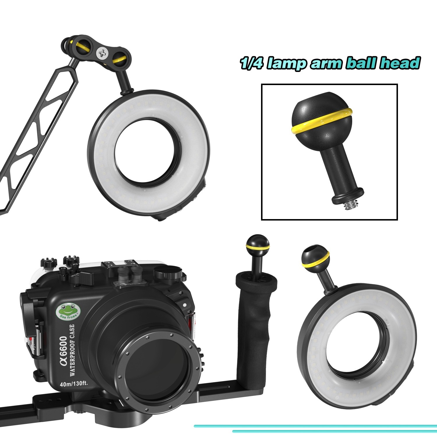 Seafrogs SL-108 40m Waterproof Macro Ring Flash Light 1200 LM Rechargeable Light