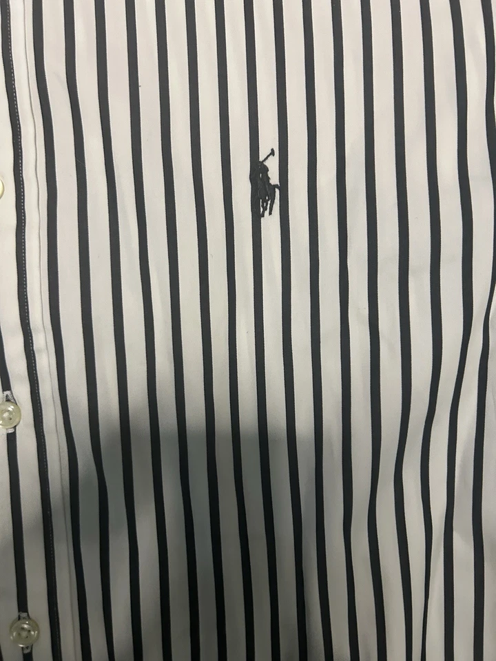 Polo Ralph Lauren Men XL Blue White Striped Oxford Button Down Shirt Pony Logo - Image 3 of 4