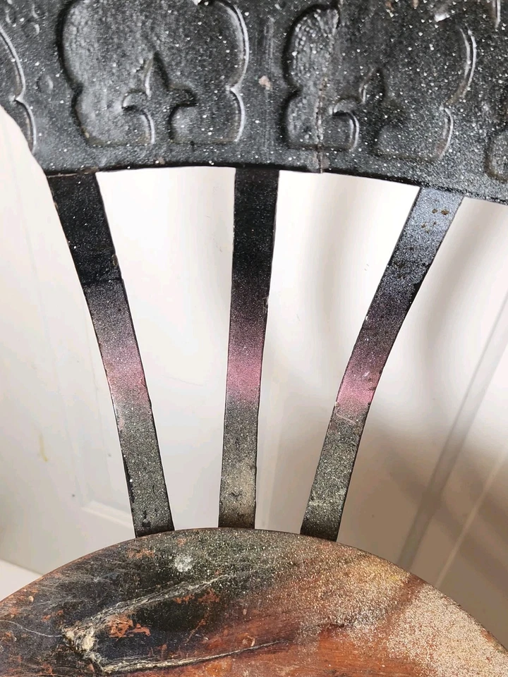 Mesa de dibujo industrial con respaldo fundido victoriano de colección taburete giratorio silla asiento de madera Foto 4 de 4