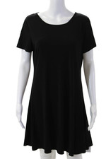 Michael Michael Kors Women Black Shift Dress Short Sleeve Round Neck Size S