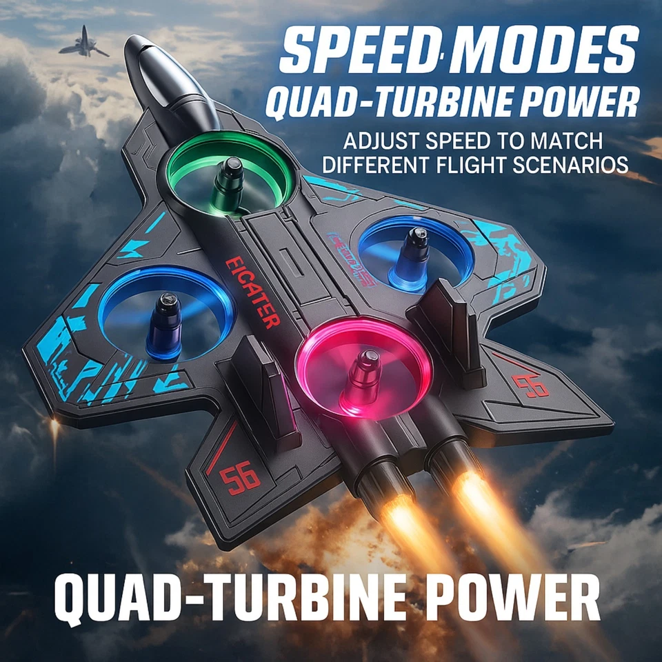 Drone de combate a reacción de espuma RC con luces LED, abatible 360°, 3 velocidades, despegue con una tecla Foto 2 de 4