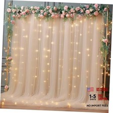 10x10ft Tulle Backdrop Curtain with 10ft x 10ft 2 Panels 5 10ft Champagne