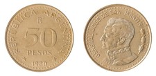 Argentina 50 Pesos, 1980-1981, KM #83a, XF-Extremely Fine