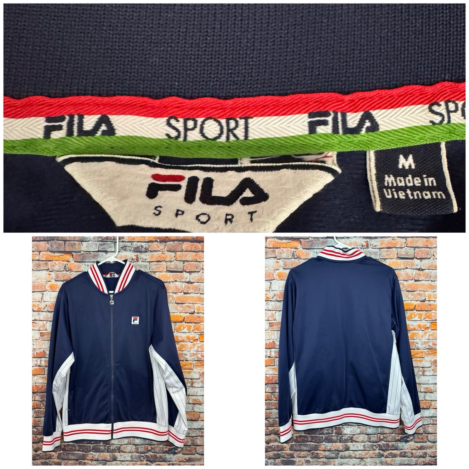 Fila Sport Settanta Tennis Jacket Women&apos;s Medium Blue Baseball Track Full Zip