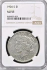 1926 S Peace Silver Dollar NGC AU-53 Bx 1 1