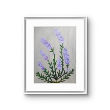 Lavender Flowers Original Painting 11x14 Acrylic Canvas Botanical Art