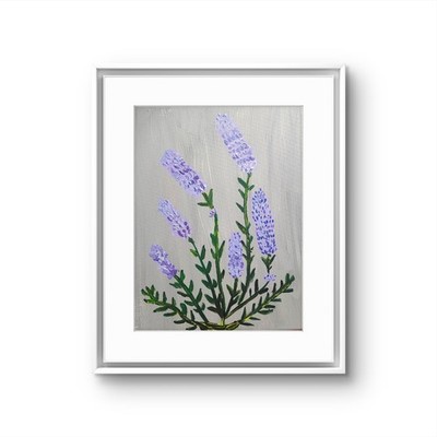 Lavender Flowers Original Painting 11x14 Acrylic Canvas Botanical Art