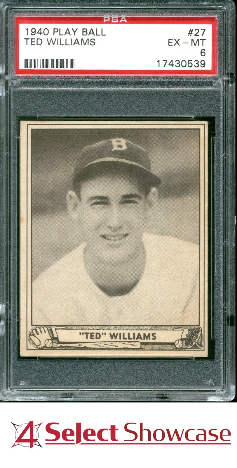 1940 PLAY BALL #27 TED WILLIAMS RED SOX HOF PSA 6
