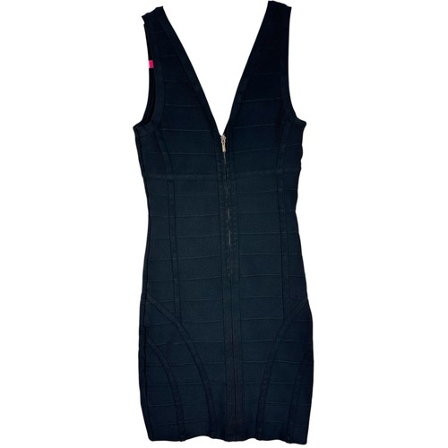 Vestido Bebe Mujer XS Negro Doble Cuello en Vendaje Mini Bodycon Fiesta Club Rave Y2K - Imagen 2 de 14