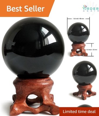 45mm Black Obsidian Crystal Sphere for Scrying Meditation Fengshui Healing