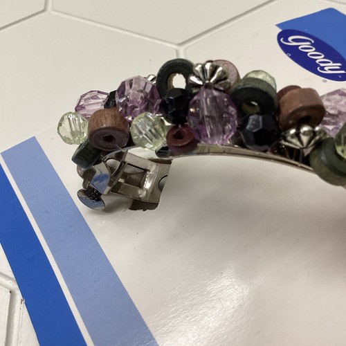 2005 Goody Hair Hints Barrette Beaded Clip Lavender Green Silver 2.5" Vtg NOS - Picture 8 of 11