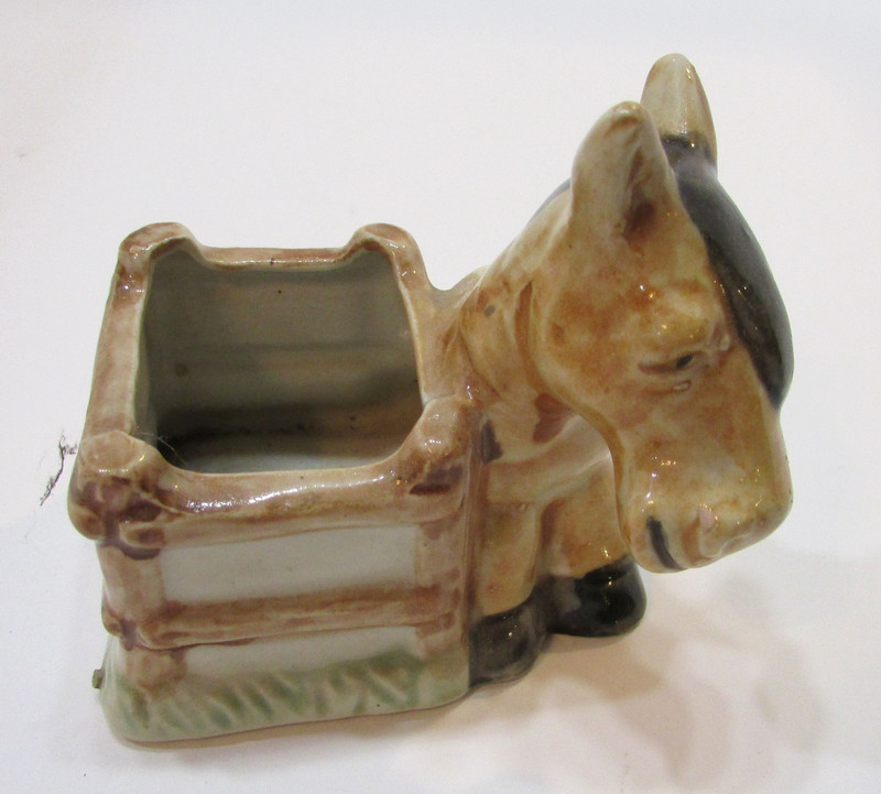 Vintage Hand Painted U.S. Occupied Japan Porcelain Sitting Donkey Trinket Dish