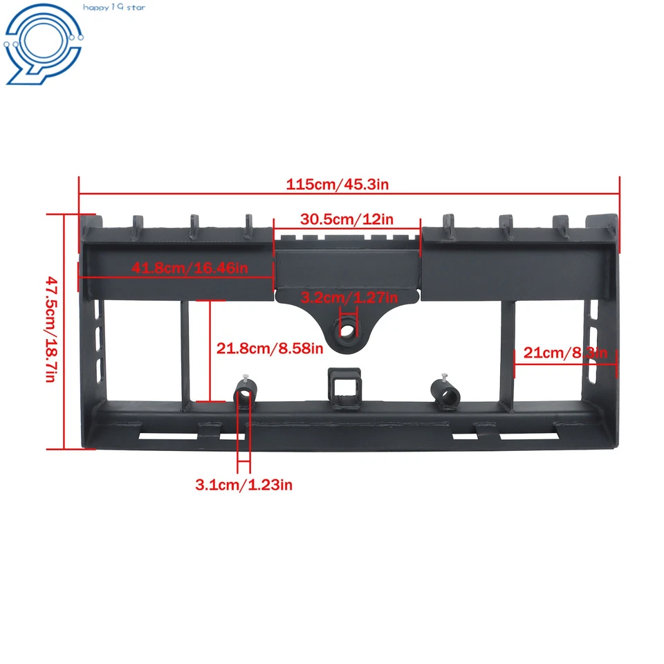 重型托盘叉架带接收器挂钩和矛套滑移转向器 — 第 2/4 张图片