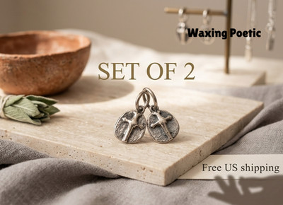 Waxing Poetic Charm Pendant Cross Sterling 925 Silver Small S342-1 Set of 2