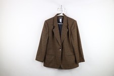 Vintage 90s Streetwear Womens 12 Petite Houndstooth Wool Suit Blazer Jacket