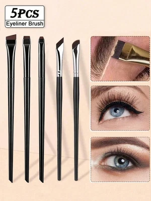 5 Eyebrow Brush Tinting Eye-shadow Pro Angled Cosmetic Eye Brow Brushes Set UK