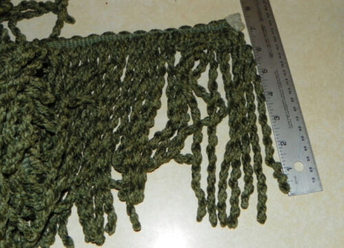 1 Yard Moosgrün 8 Zoll Seil Edelmetall Fransen Borte - Bild 1 von 1