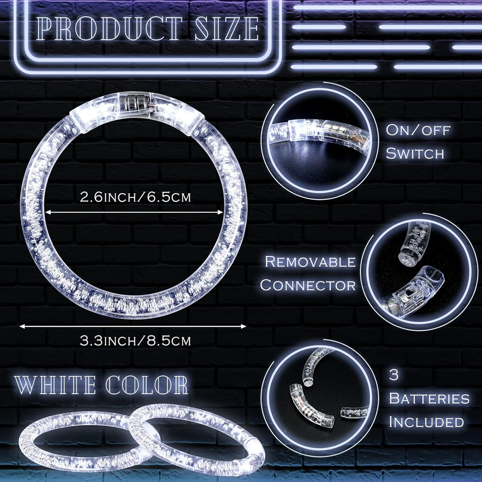 Rtteri 36 Pcs LED Light up Bracelets Bulk Glow Bracelets Party Favors