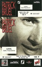 RARE / TICKET DE CONCERT - PATRICK BRUEL A LAVAL - 18 DEC. 1990 / COMME NEUF
