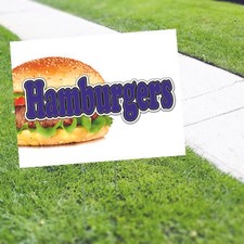 Hamburgers Yard Sign With Stake Outdoor Restaurants Hotels Lawn Coroplast Sign
