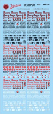 Rettungsdienste DIE JOHANNITER/Malteser/DRK 01 1/87 Naßschiebebild Decal