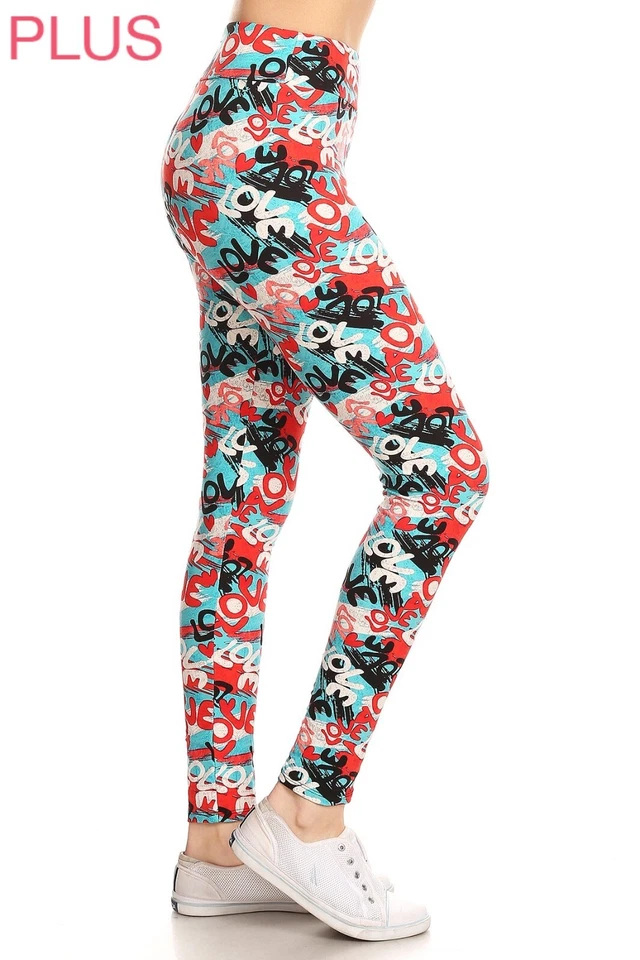 Leggings de cintura alta suaves mantecosos patrones de corazón niños, ¡reg y + tallas disponibles!! Foto 4 de 4
