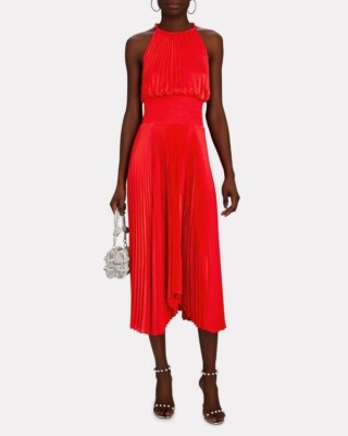 A.L.C. Women's Renzo Ii Asymmetric Pleated Midi-Dress - Red - Size 2