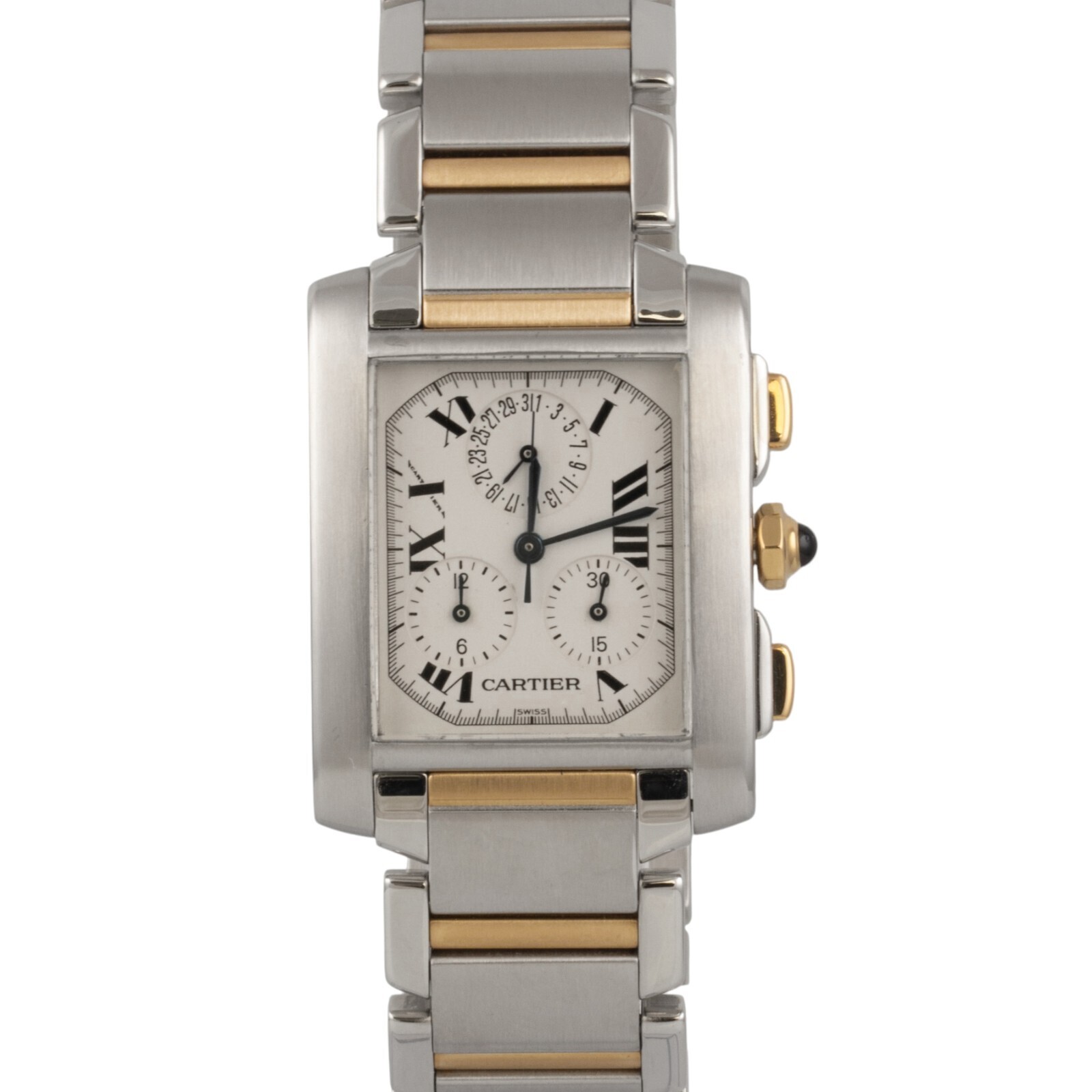 Cartier Tank Francaise 28mm Ladies Watch 18k Gold Steel Quartz Chronoflex 2303-image