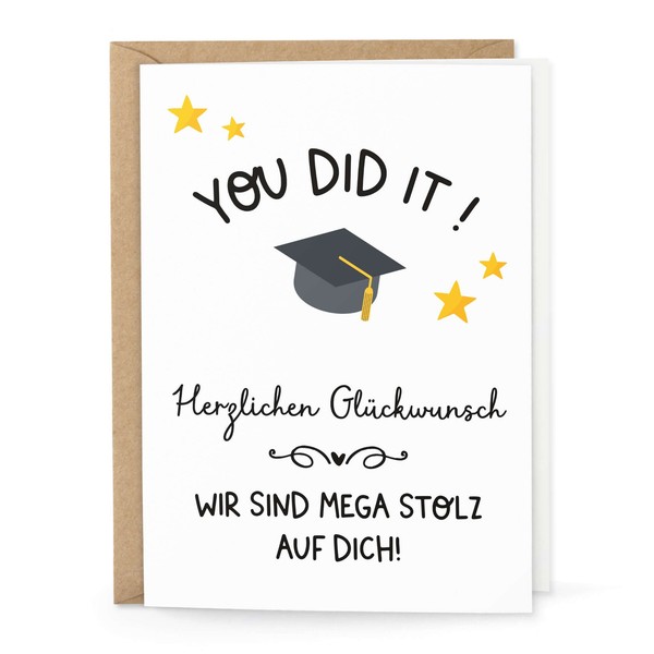 "Karte \"You Did It !\" Mit Briefumschlag PrüFung Bestanden Abschluss"-image