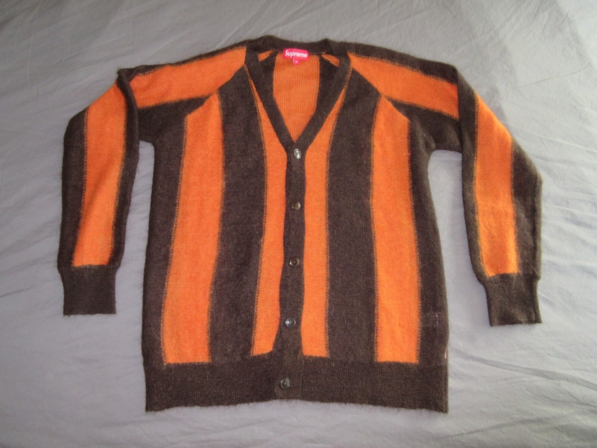 SUPREME orange brown mohair wool blend striped cardigan M | eBay SUPREME orange brown mohair wool blend striped cardigan M | eBay