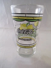 Coca-Cola Classic Whataburger Yellow Rose Vintage Collector Glass 